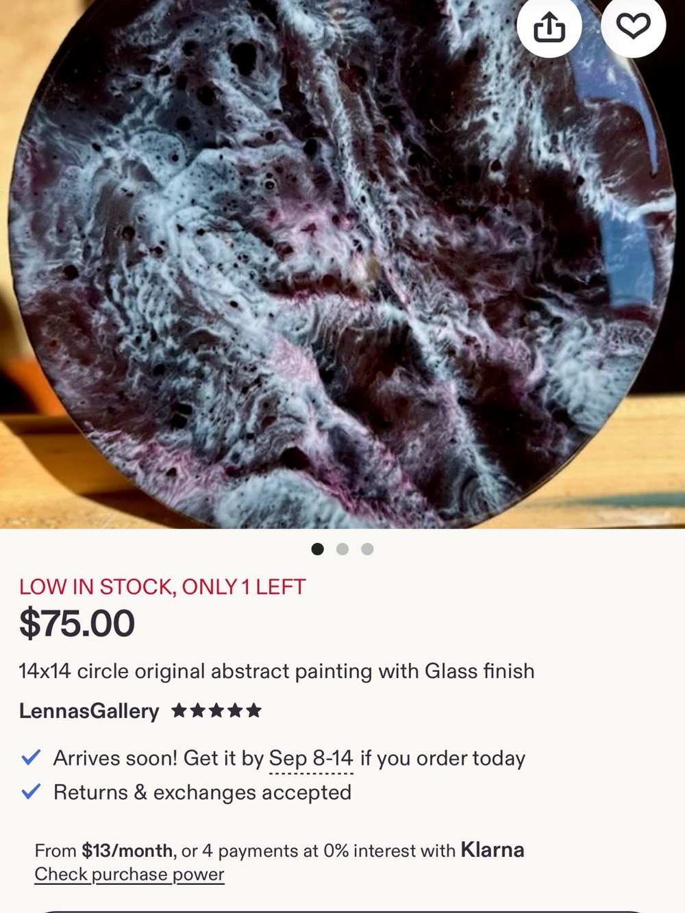 Gallery Swirling Black, Purple & White Circular Abstract